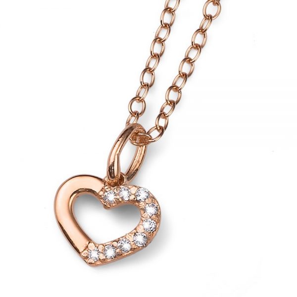 Colgante Loveheart 925AG rosado cristal