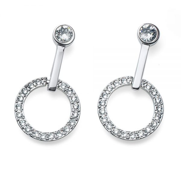 Pendientes Outround rodio cristal