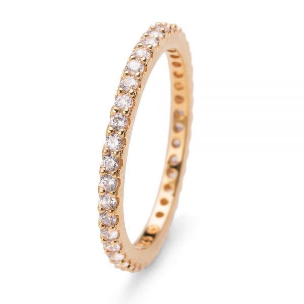 Anillo Jolie 925AG dorado cristal L