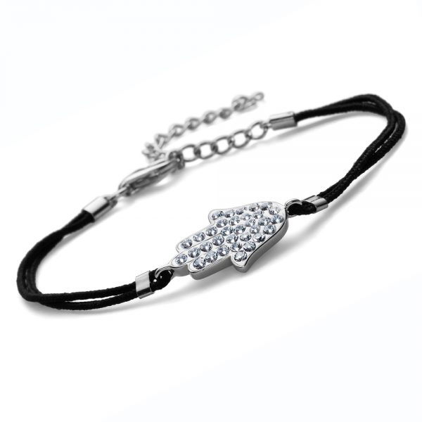 Pulsera Fabric Hand 925AG rodio cristal